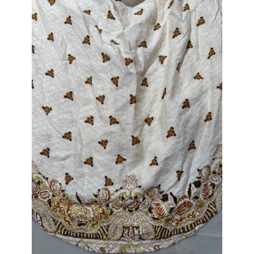 Free People Silas Cream Floral Paisley Cowl Neck Sleeveless Boho Top Small #110